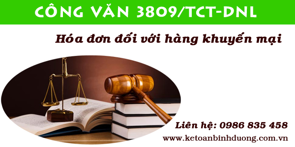 Công văn 3809 hóa đơn đối với hàng khuyến mãi